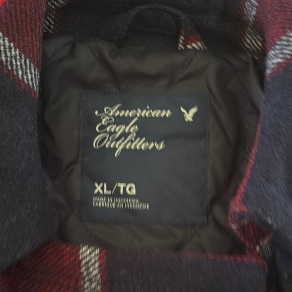 Red and Blue Plaid Peacoat - Picture 2 of 7